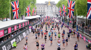 Runners during the TCS London Marathon 2025 on April 27, 2025 in London, England